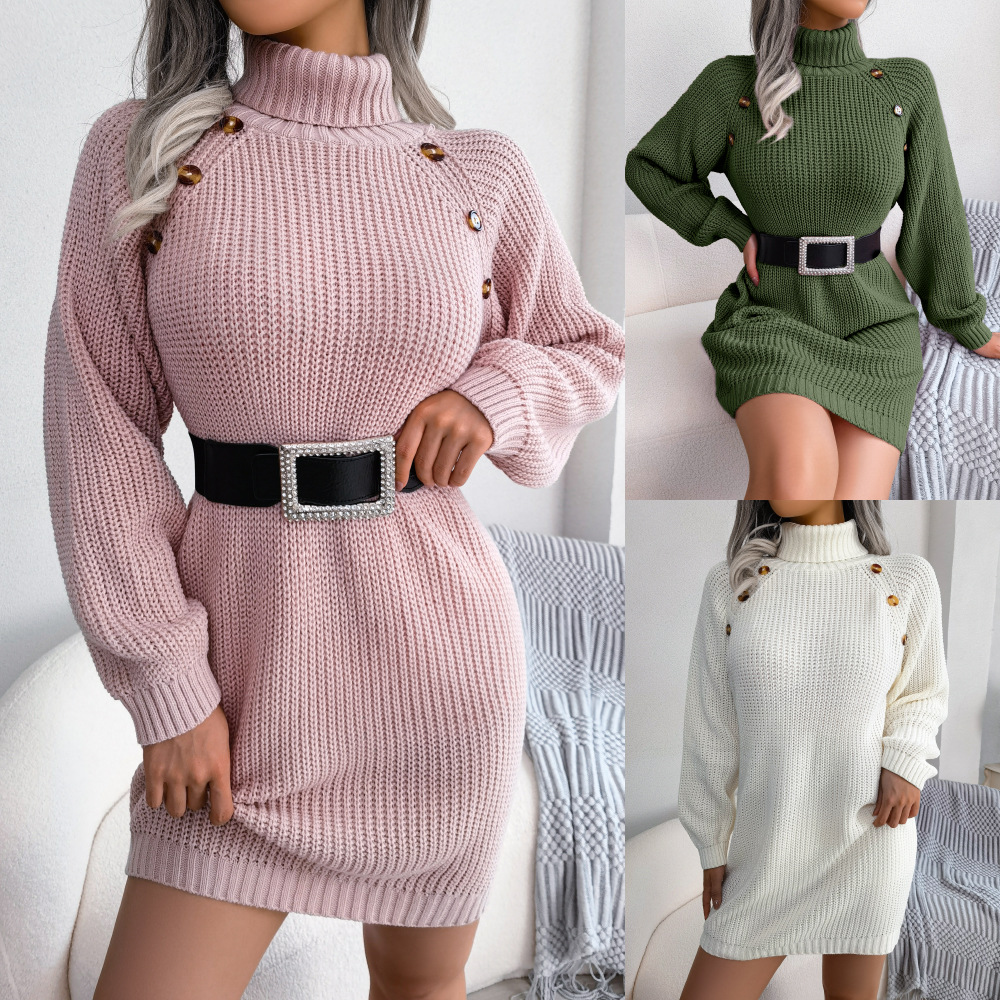 Veronica™ - Long Sleeve Turtleneck Sweater Dress - onlinemegasale.com Veronica™ - Long Sleeve Turtleneck Sweater Dress - onlinemegasale.com
