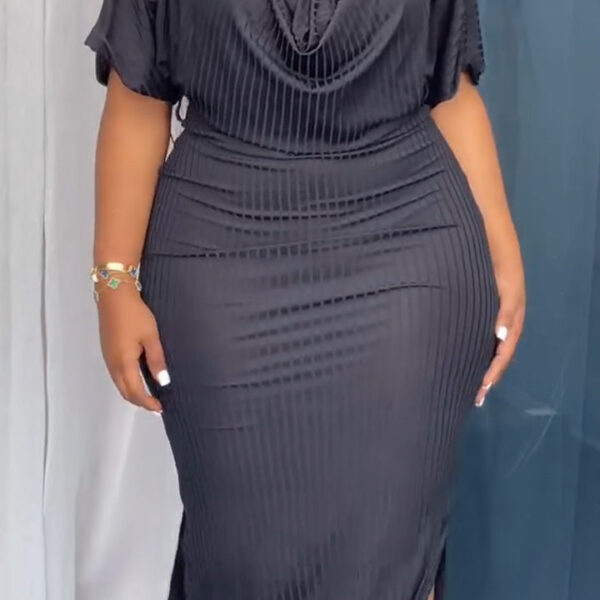 Donata™ - Black Ribbed Dress