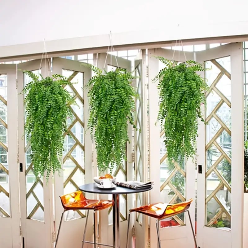 🌿Artificial hanging Persian grass vine - onlinemegasale.com 2pcs premium oxidation resistance artificial flower boston ferns artificial persian rattan fake hanging plant faux greenary vine outdoor uv resistant plastic plants for wall wedding party decor home decor details 6