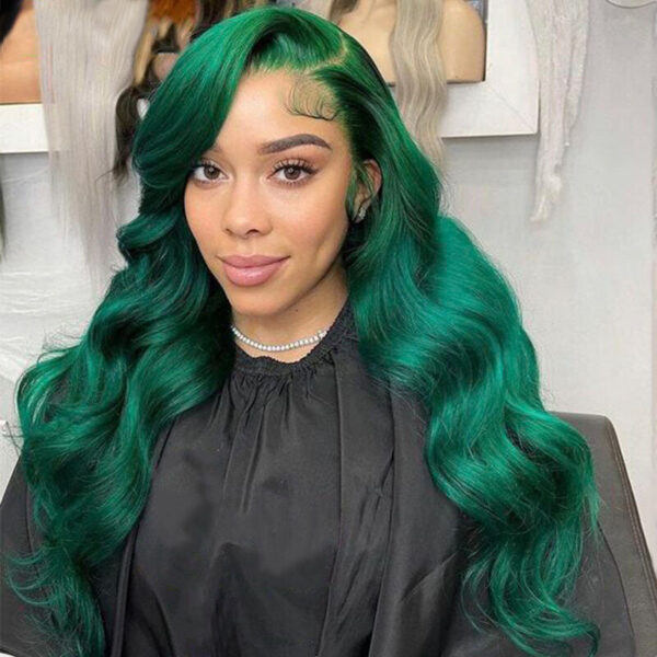 Cranberry Green/Dark Green Colored Human Hair Wigs 13x4 Lace Frontal Wigs Body Wave Transparent Brazilian Lace Wigs