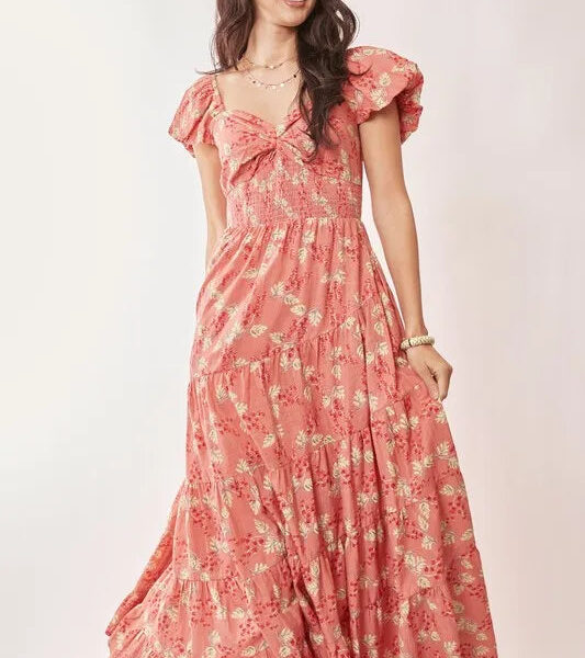 Lightweight Sweetheart Neck Textured Tiered Maxi Dress