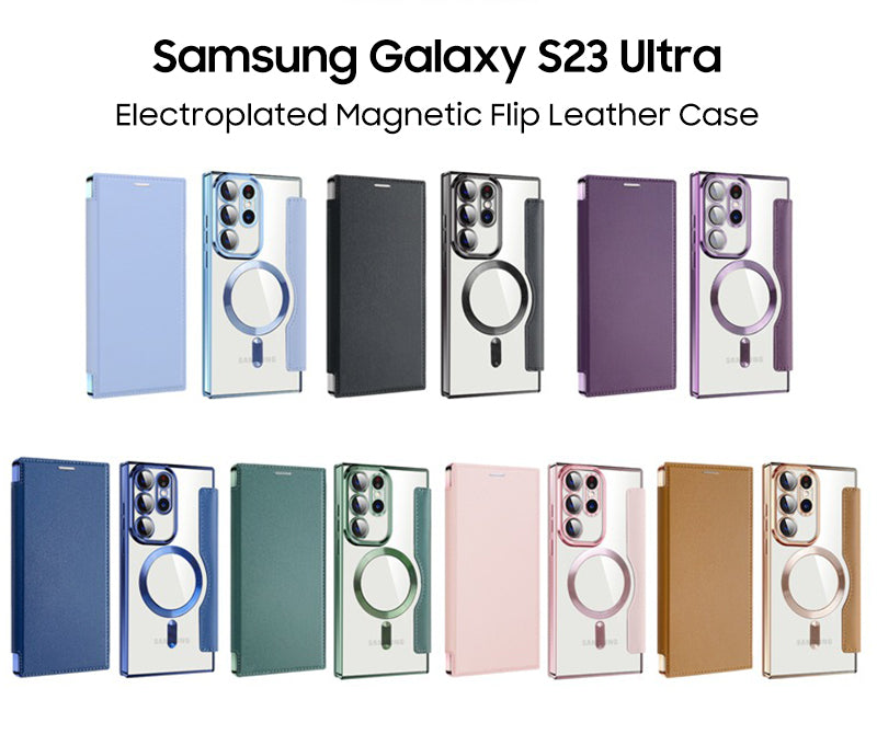 Samsung Magsafe Series | Business Type Electroplated Magnetic Flip Leather Case - onlinemegasale.com