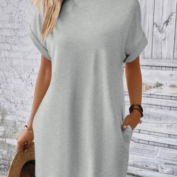 Chic Round Neck Short Sleeve Mini Dress