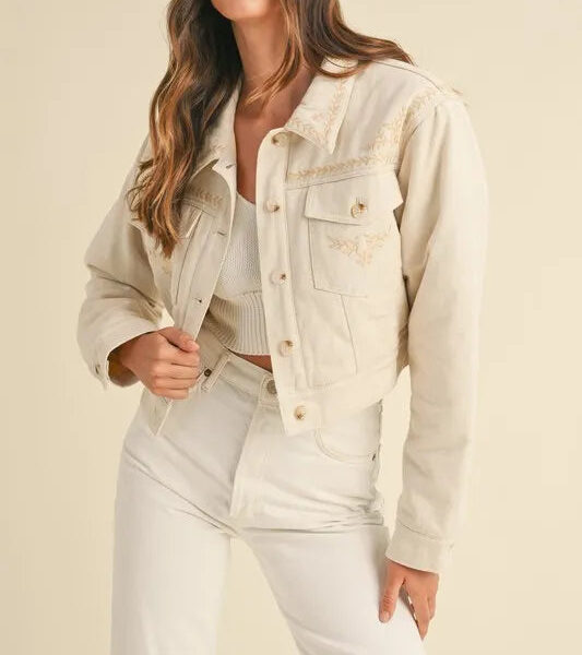 Embroidered Quilted Cropped Jacket
