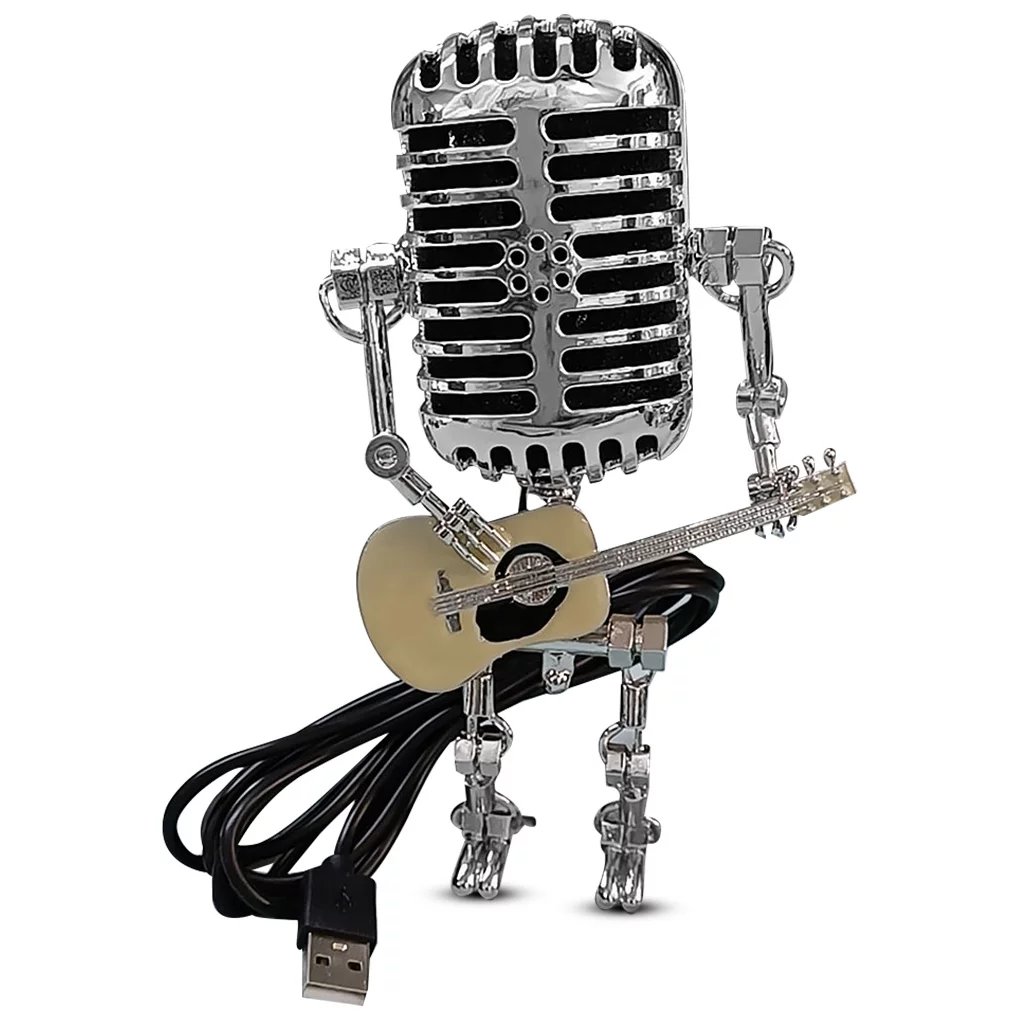 🔥🔥Vintage Metal Microphone Robot Desk Lamp - onlinemegasale.com