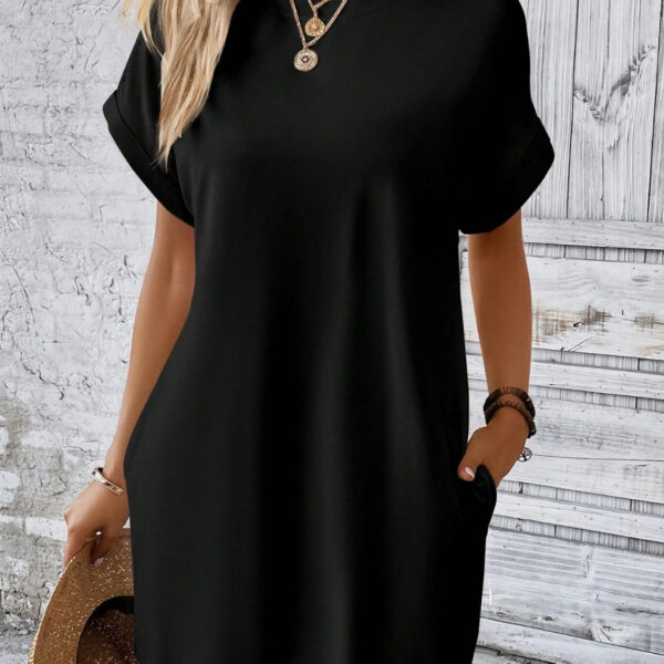 Chic Round Neck Short Sleeve Mini Dress for Effortless Style