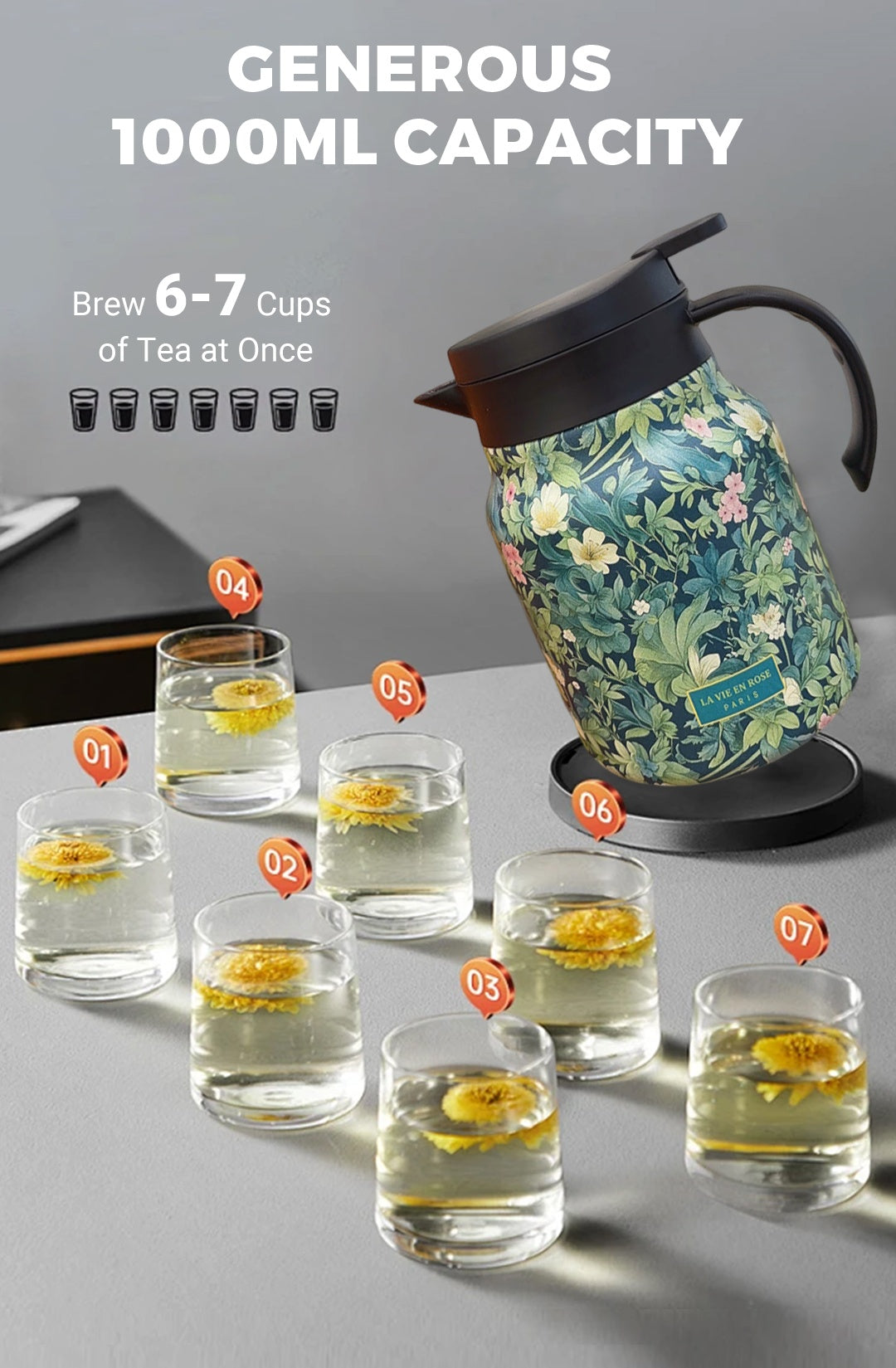 🍃2025 HOT SALE 🔥1000ml Vacuum Insulated Teapot with Strainer - onlinemegasale.com