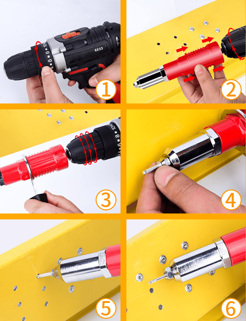 Professional Rivet Drill Head Adapter Kit - onlinemegasale.com