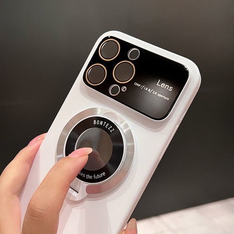 MagSafe Bracket Large Window With Lens Film Pro Matte All-inclusive iPhone Case - onlinemegasale.com