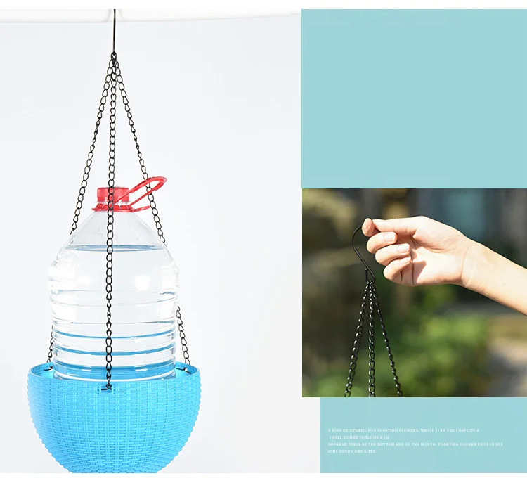 Plastic Rattan Hanging Planter Basket with Drainage Hole - onlinemegasale.com