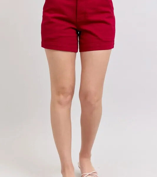 Judy Blue High Waist Tummy Control Garment Dyed Heart Shaped Denim Shorts Plus Size