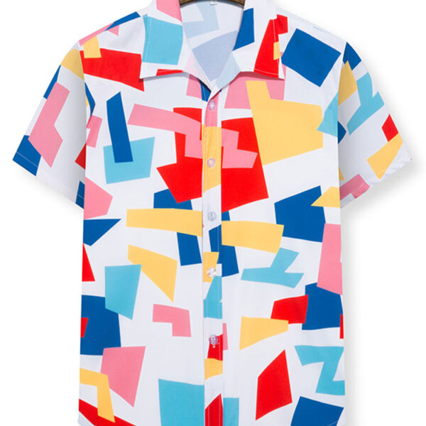 Geometry Print Button Up Shirt