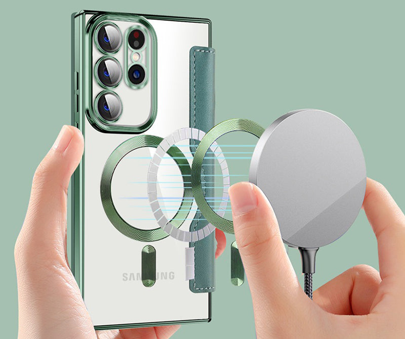 Samsung Magsafe Series | Business Type Electroplated Magnetic Flip Leather Case - onlinemegasale.com