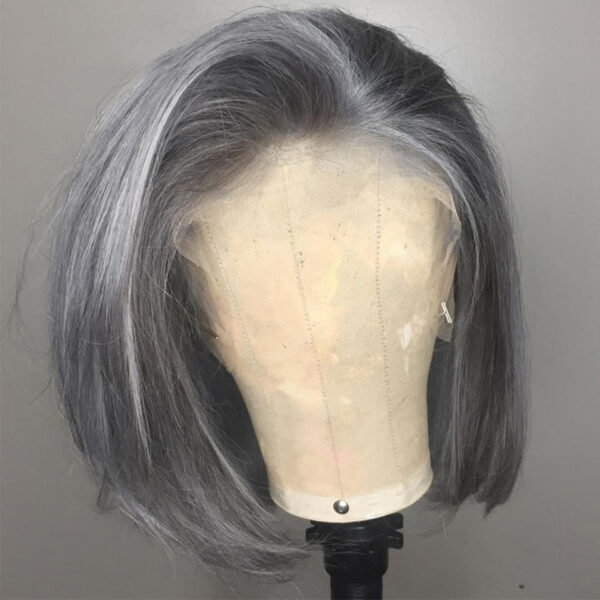 Cranberry Silver Grey Bob Lace Front Wig Colored Short Human Hair Wigs