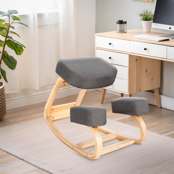 Ergonomic Wooden Kneeling Chair for Improved Posture and Comfort