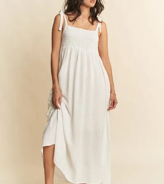 Smocked Sleeveless Maxi Cami Dress