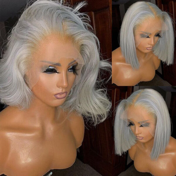 Cranberry Silver Grey Short Bob Wig Lace Front Human Hair Wigs For Women Transparent 613 Lace Frontal Wig Brazilian White Hair Wigs