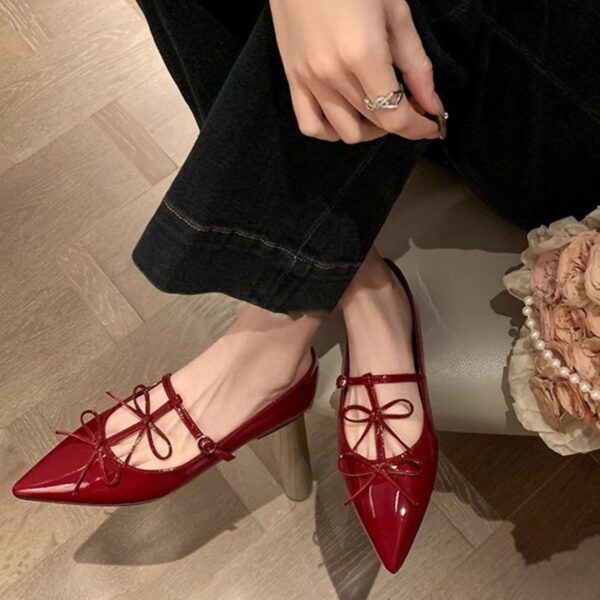 Point Toe Block Heels Slip-Ons