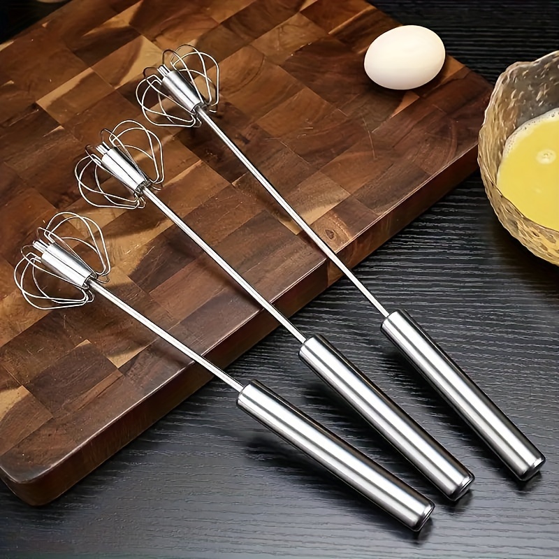 1pc Semi-Auto Stainless Steel Egg Whisk - onlinemegasale.com