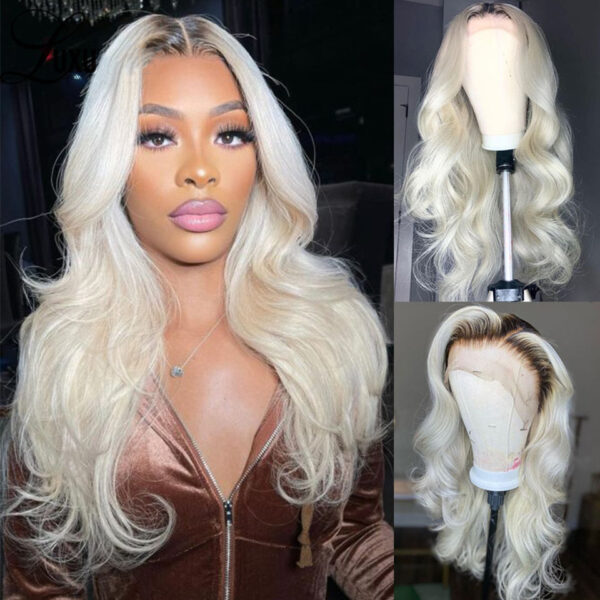 Cranberry Ombre Platinum Blonde 13x4 Lace Front Wig Human Hair Body Wave Wigs