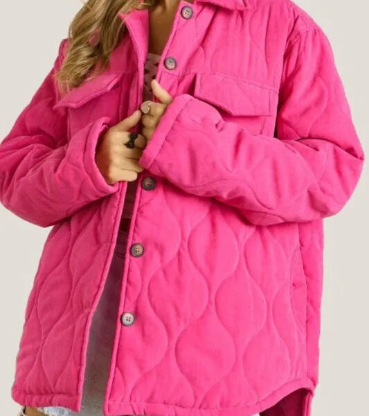 Quiled Button Down Jacket with Pockets