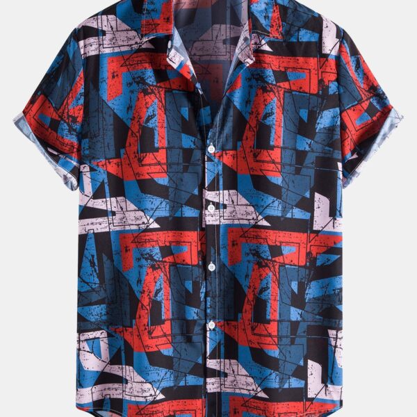 Mottled Geometric Print Shirt