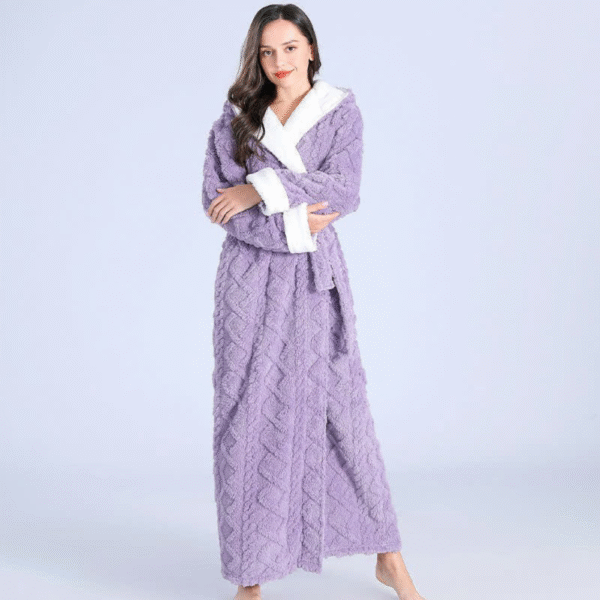 Plush Knitted Long Hooded Robe