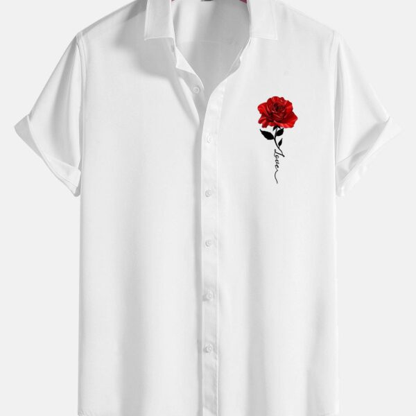 Rose Print Button Up Shirt