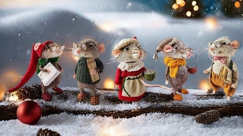 🎅🎄Cute Needle Felt Mouse For Decoration - onlinemegasale.com