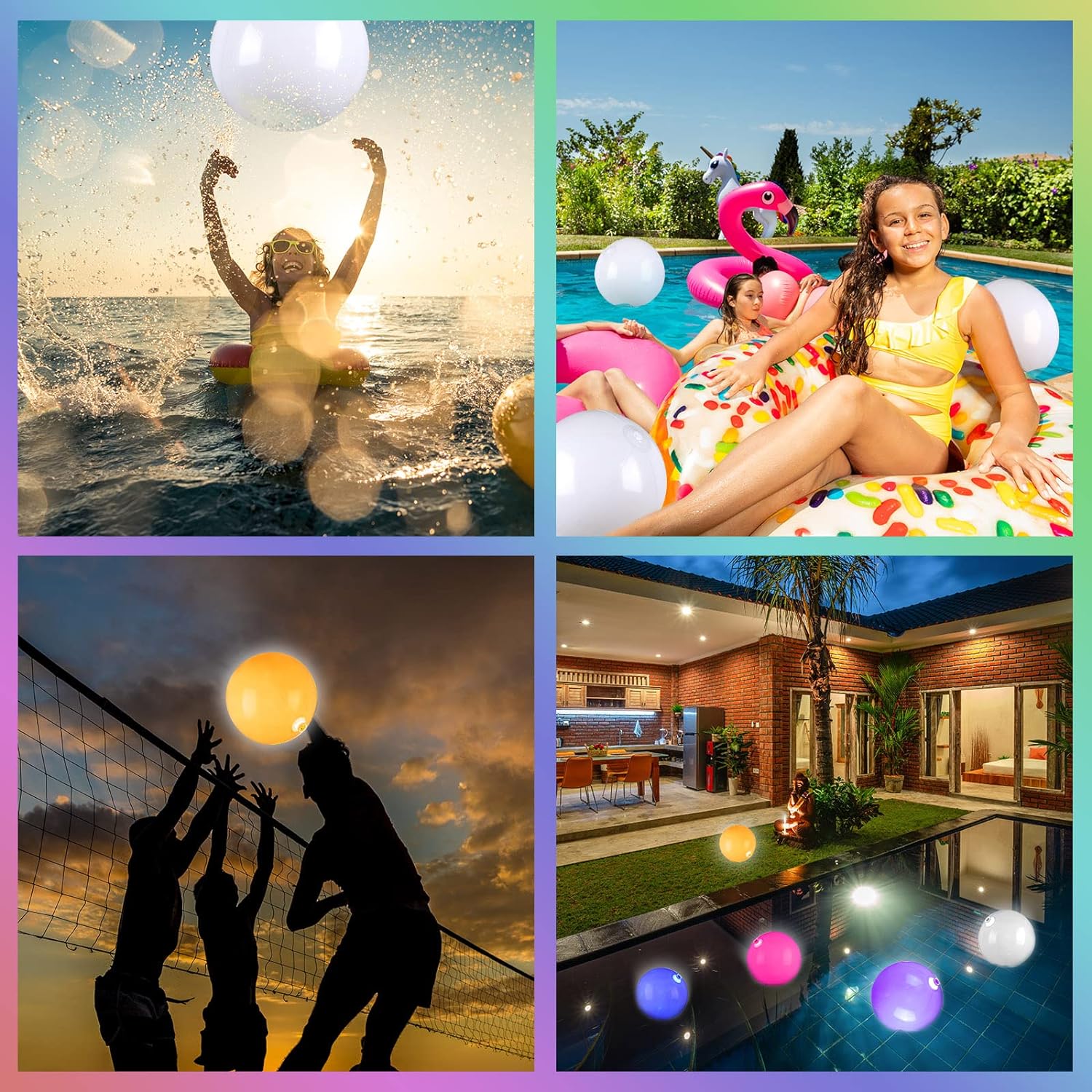 Pool Decoration🎉LED Light 16 Colors Luminous Beach Ball - onlinemegasale.com