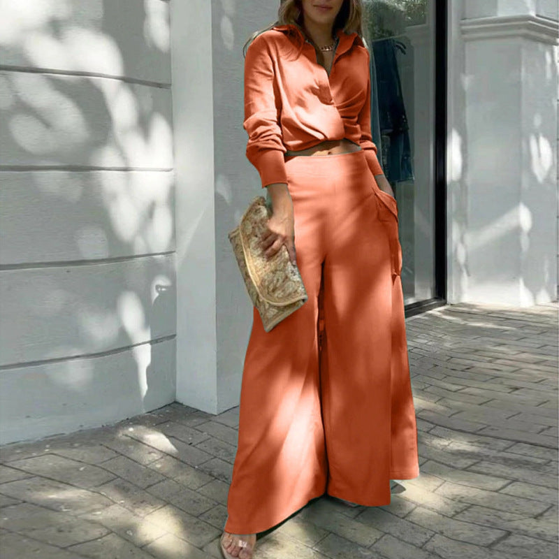 Solid color casual two-piece suit - onlinemegasale.com