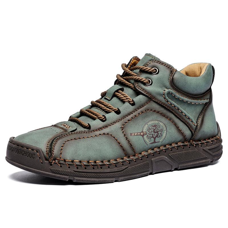 55287696-c198-4168-bbd2-079282c88822 Men Hand Stitching Microfiber Leather Non Slip Soft Ankle Boots - onlinemegasale.com