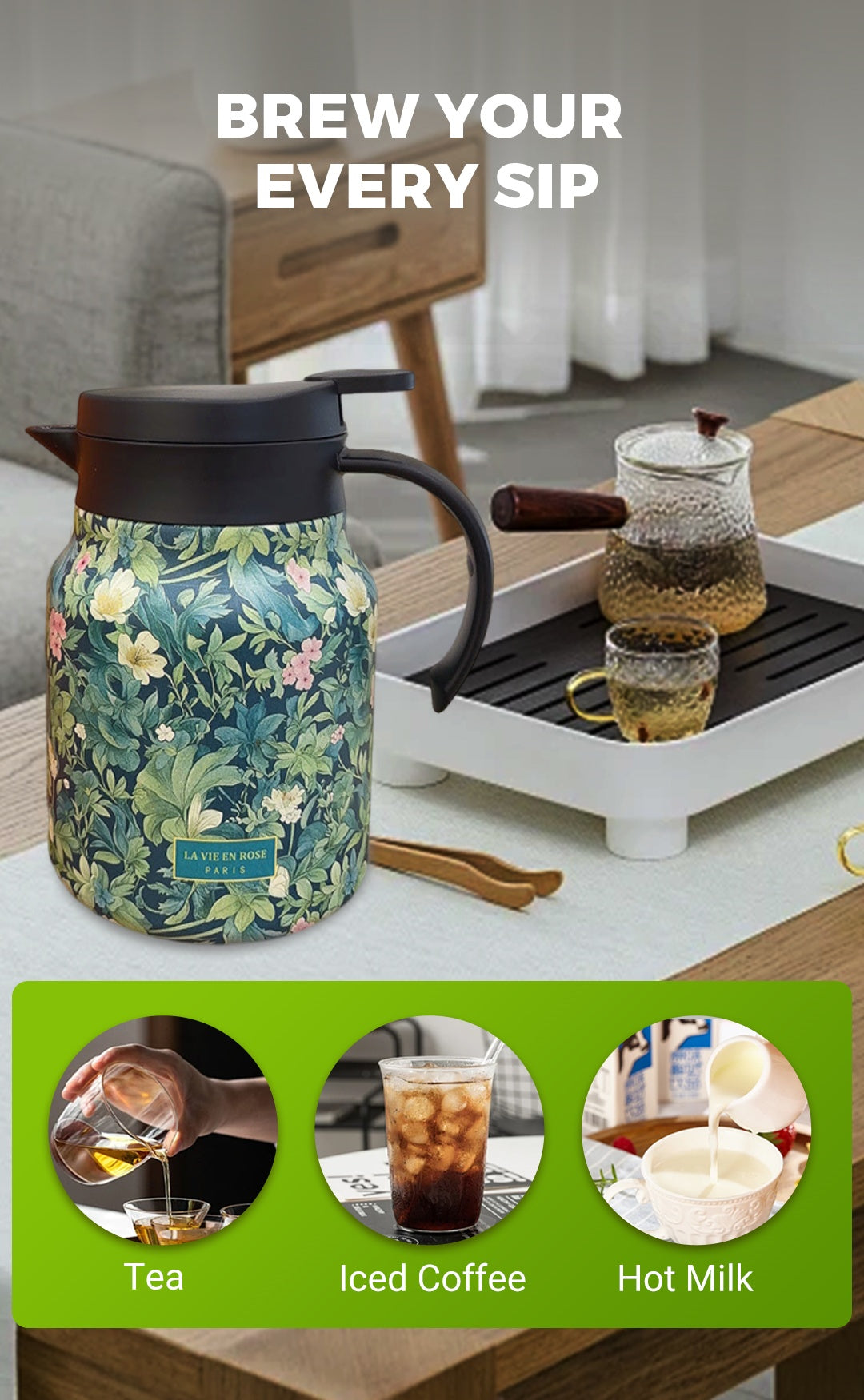 🍃2025 HOT SALE 🔥1000ml Vacuum Insulated Teapot with Strainer - onlinemegasale.com