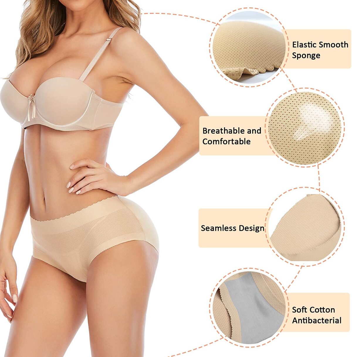 Seamless hip padded panties - onlinemegasale.com