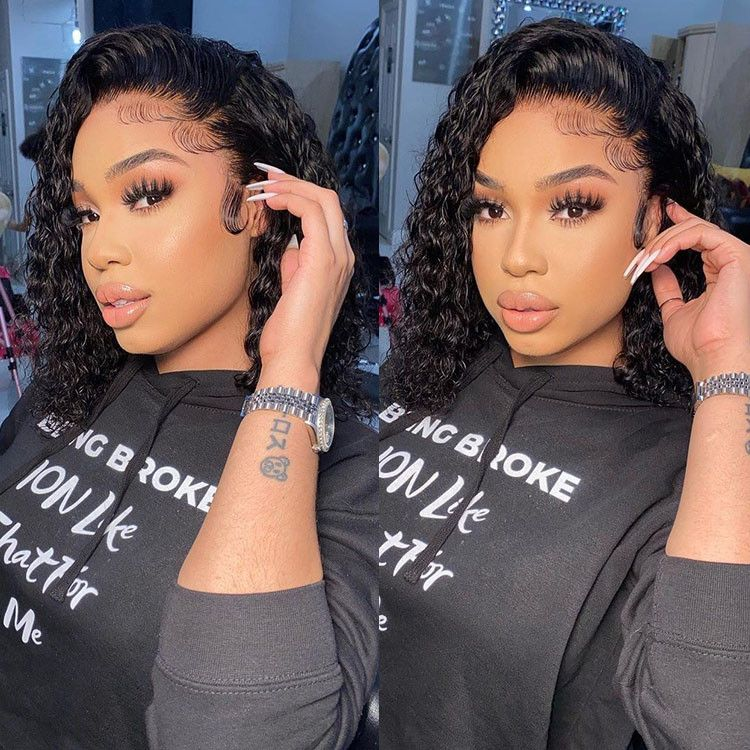 5EIHZN_PE_4S_EKQSW_MQ9T Cranberry Deep Wave Lace Front Bob Wigs Short Malaysian Human Hair Wigs For Black Women - onlinemegasale.com