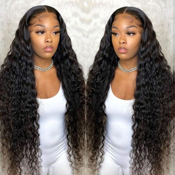 Cranberry 12A Loose Deep Wave Real 13X4 HD /Transparent Long Glueless Natural Black Wig