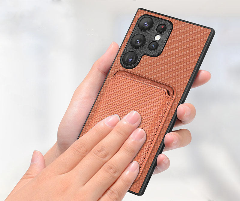 Samsung Magsafe Series | Carbon Fiber Textured Leather Case - onlinemegasale.com