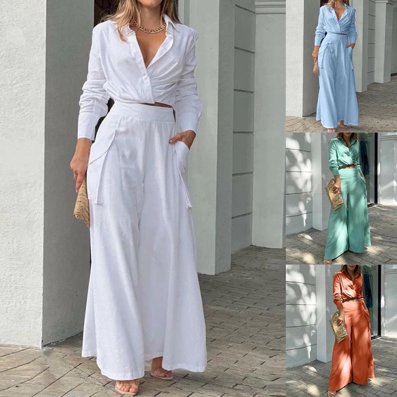 Solid color casual two-piece suit - onlinemegasale.com