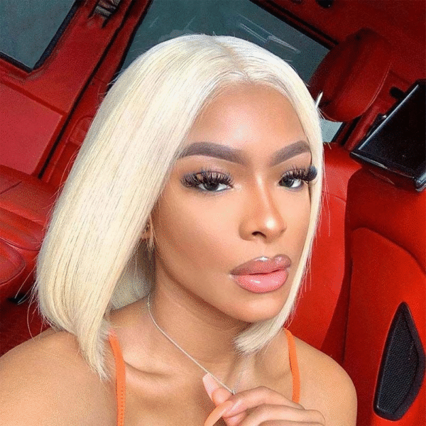 Cranberry Short Wigs Silky Straight 613 Bob 4X4 Closure Wig Quality Human Hair Wigs