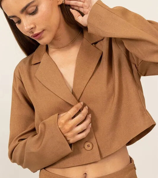 HYFVE Cropped Button-Down Blazer