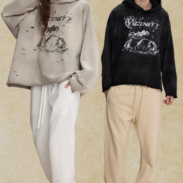 Distressed Graphic Long Sleeve Hoodie