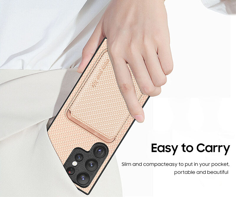 Samsung Magsafe Series | Carbon Fiber Textured Leather Case - onlinemegasale.com