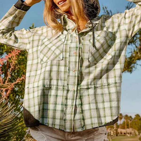 Casual Check Shirts with Hood