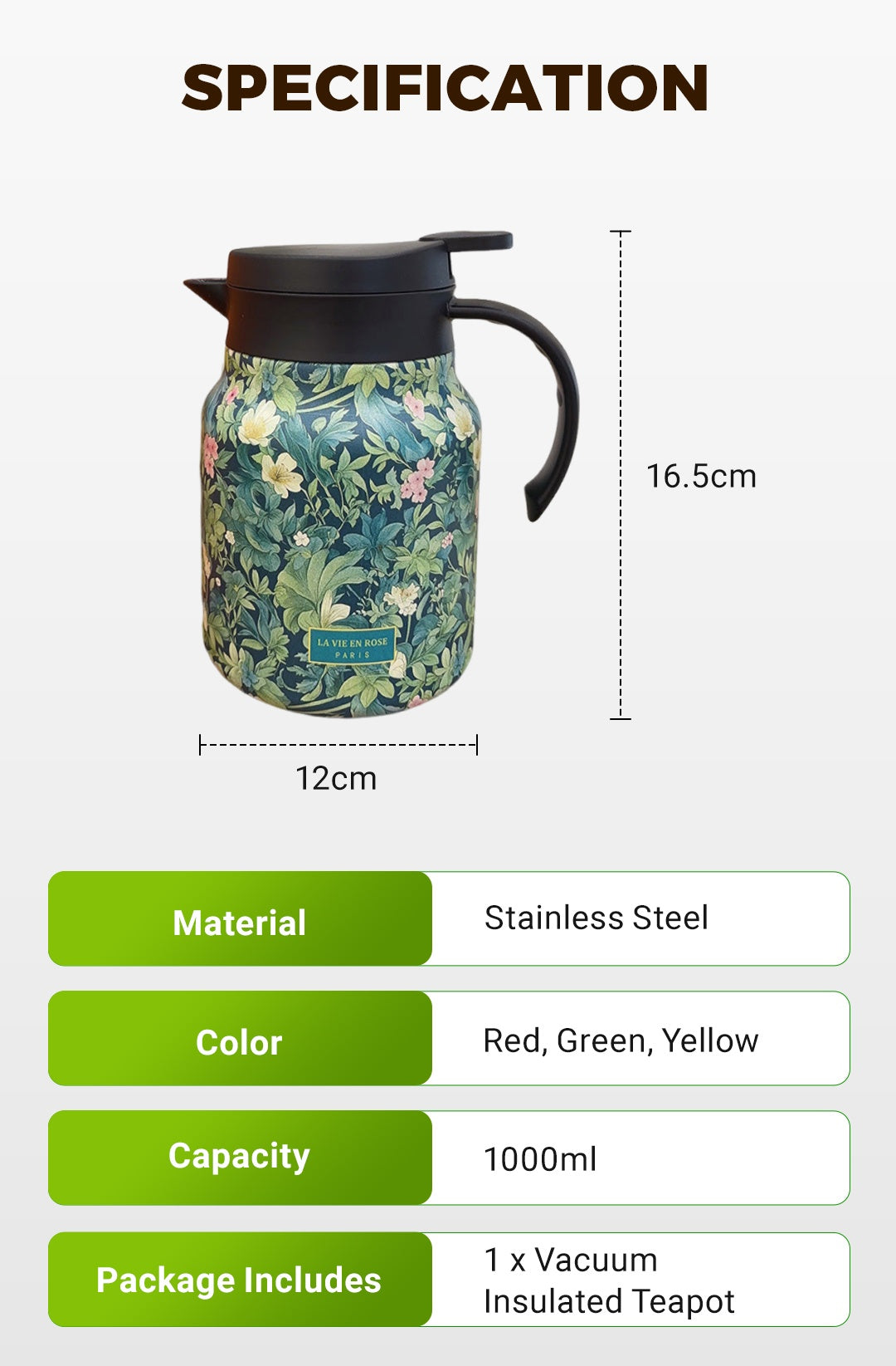 🍃2025 HOT SALE 🔥1000ml Vacuum Insulated Teapot with Strainer - onlinemegasale.com