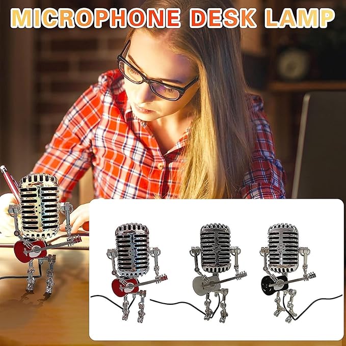 🔥🔥Vintage Metal Microphone Robot Desk Lamp - onlinemegasale.com