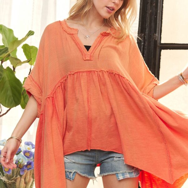 Oversized Mineral Washed Flare Top