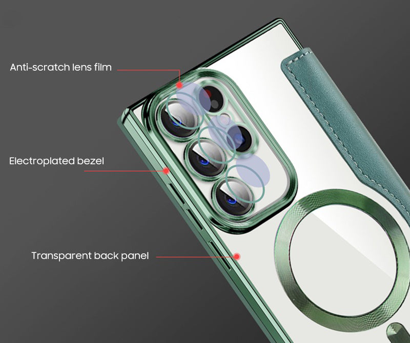 Samsung Magsafe Series | Business Type Electroplated Magnetic Flip Leather Case - onlinemegasale.com
