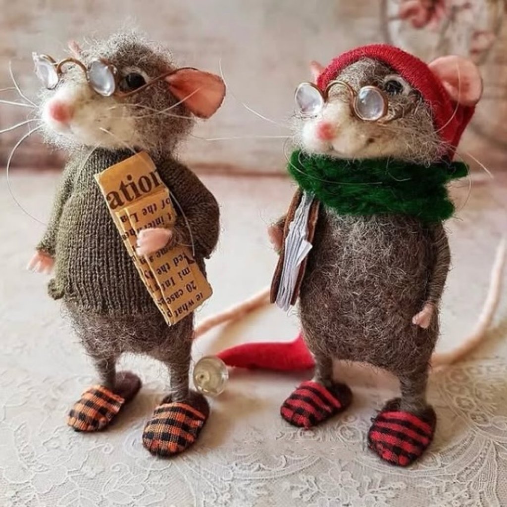 🎅🎄Cute Needle Felt Mouse For Decoration - onlinemegasale.com