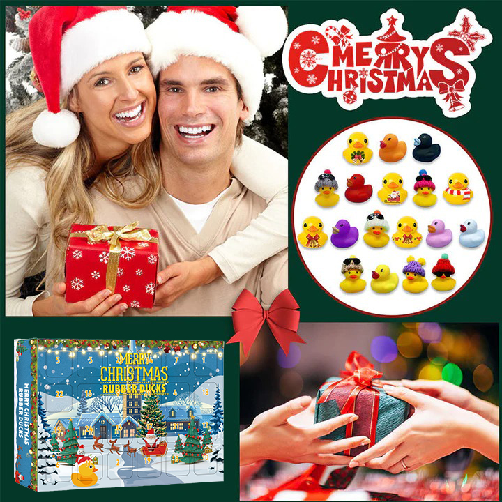 🦆24 Pcs Countdown Christmas Rubber Ducks Advent Calendar - onlinemegasale.com