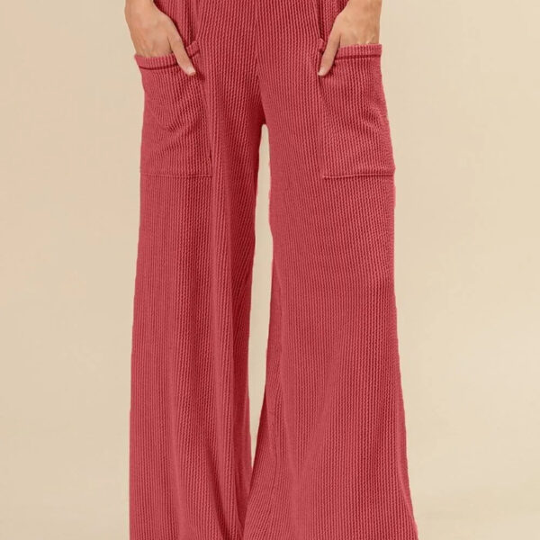 2tone Cord Rib Waist Band Side Pocket Pants